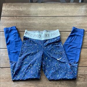 Nike Kids Leggings in Blue with Multicolor Speckles